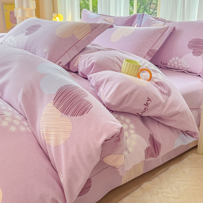 91家纺网 家纺一手货源 找家纺 铭浩 2025新款纯棉棉加厚磨毛升级喷气面料全棉四件套三件套怦然心动