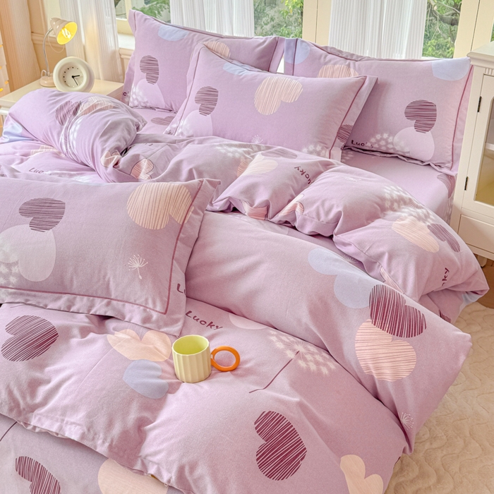 91家纺网 家纺一手货源 找家纺 铭浩 2025新款纯棉棉加厚磨毛升级喷气面料全棉四件套三件套怦然心动