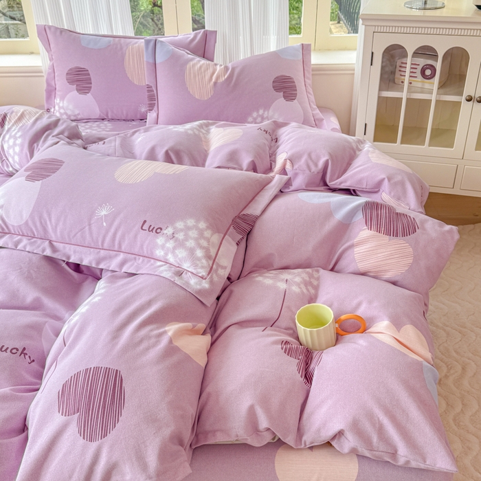 91家纺网 家纺一手货源 找家纺 铭浩 2025新款纯棉棉加厚磨毛升级喷气面料全棉四件套三件套怦然心动