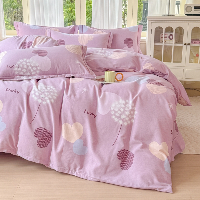 91家纺网 家纺一手货源 找家纺 铭浩 2025新款纯棉棉加厚磨毛升级喷气面料全棉四件套三件套怦然心动