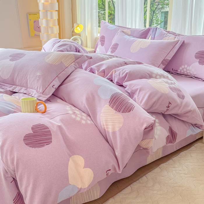 91家纺网 家纺一手货源 找家纺 铭浩 2025新款纯棉棉加厚磨毛升级喷气面料全棉四件套三件套怦然心动