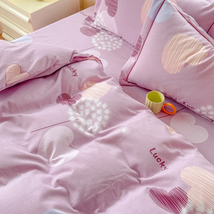 91家纺网 家纺一手货源 找家纺 铭浩 2025新款纯棉棉加厚磨毛升级喷气面料全棉四件套三件套怦然心动