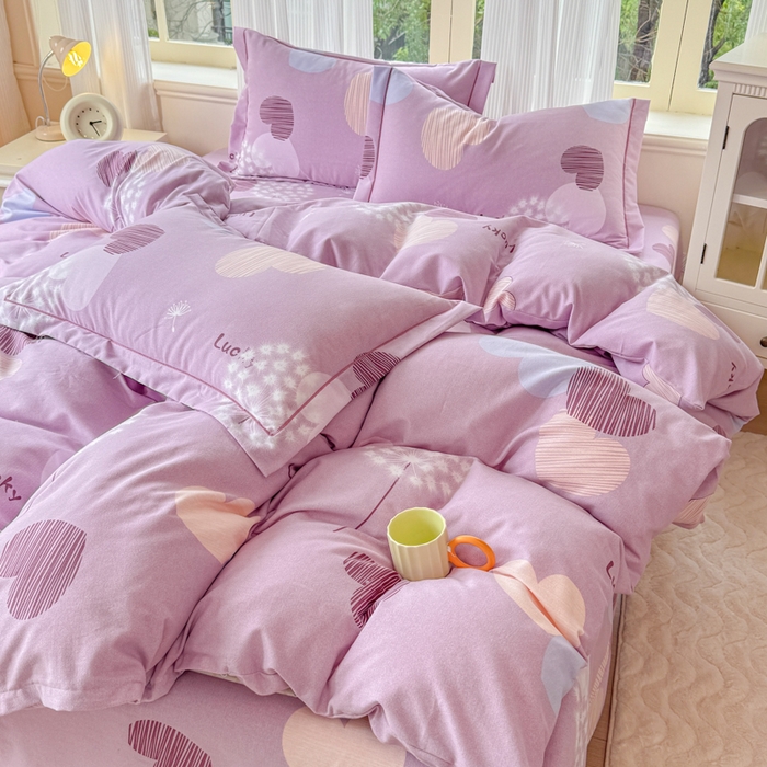 91家纺网 家纺一手货源 找家纺 铭浩 2025新款纯棉棉加厚磨毛升级喷气面料全棉四件套三件套怦然心动