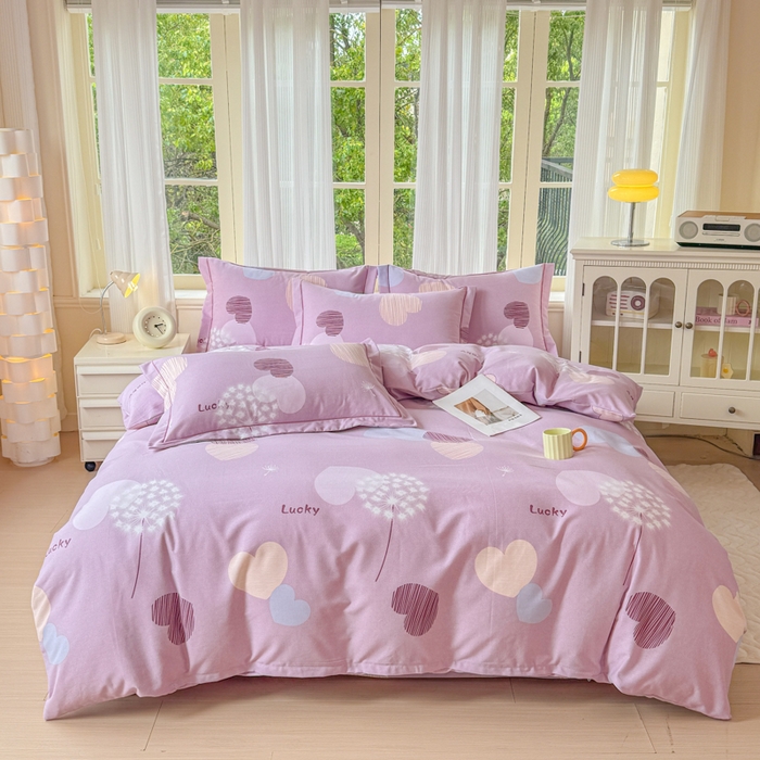 铭浩 2025新款纯棉棉加厚磨毛升级喷气面料全棉四件套三件套怦然心动