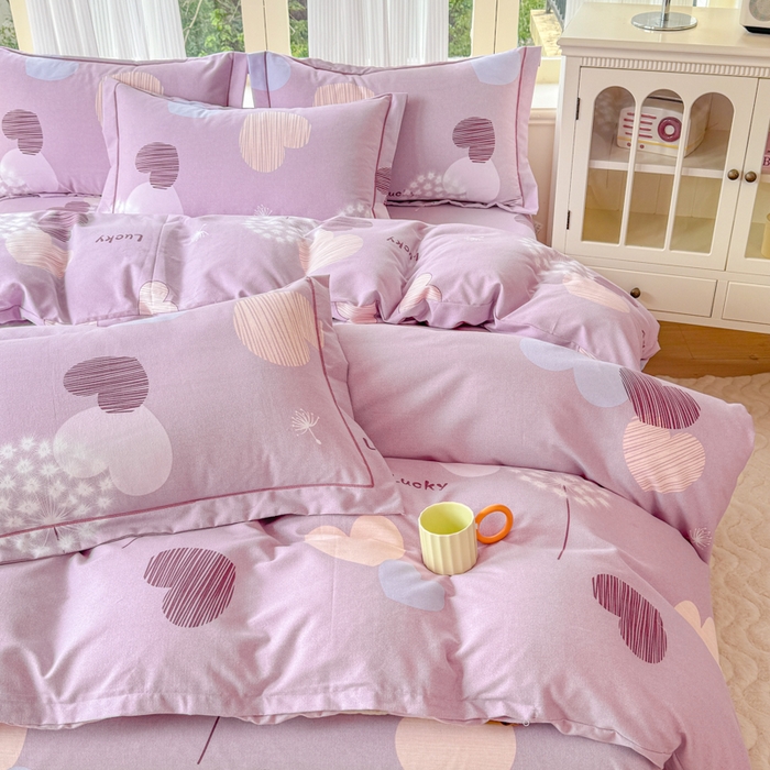 91家纺网 家纺一手货源 找家纺 铭浩 2025新款纯棉棉加厚磨毛升级喷气面料全棉四件套三件套怦然心动