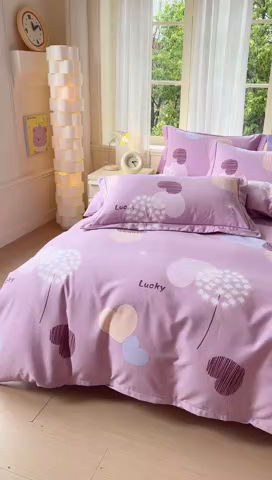 91家纺网 家纺一手货源 找家纺 铭浩 2025新款纯棉棉加厚磨毛升级喷气面料全棉四件套三件套怦然心动