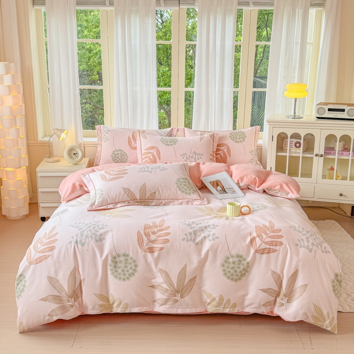 铭浩 2025新款纯棉棉加厚磨毛升级喷气面料全棉四件套三件套芊芊叶语