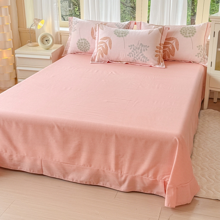 91家纺网 家纺一手货源 找家纺 铭浩 2025新款纯棉棉加厚磨毛升级喷气面料全棉四件套三件套芊芊叶语