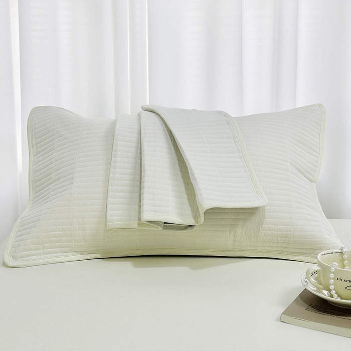 91家纺网 家纺一手货源 找家纺 拾小柒 2025新款全棉色织水洗棉防水防头油枕套 鹅黄色