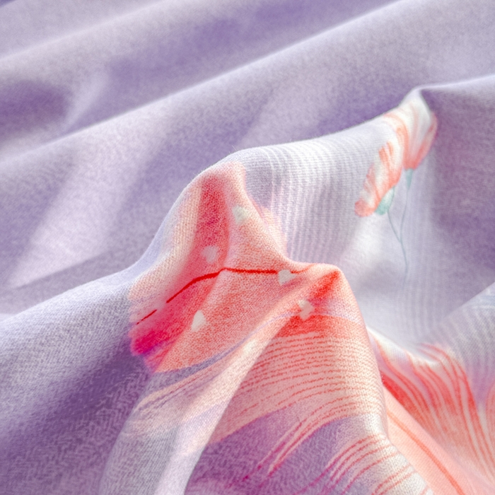 91家纺网 家纺一手货源 找家纺 铭浩 2025新款纯棉棉加厚磨毛升级喷气面料全棉四件套三件套晚风吟－紫