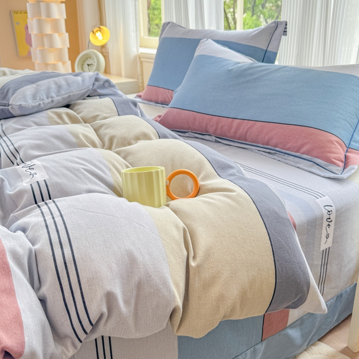 91家纺网 家纺一手货源 找家纺 铭浩 2025新款纯棉棉加厚磨毛升级喷气面料全棉四件套三件套万华镜