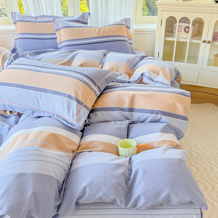 91家纺网 家纺一手货源 找家纺 铭浩 2025新款纯棉棉加厚磨毛升级喷气面料全棉四件套三件套威尼斯－蓝