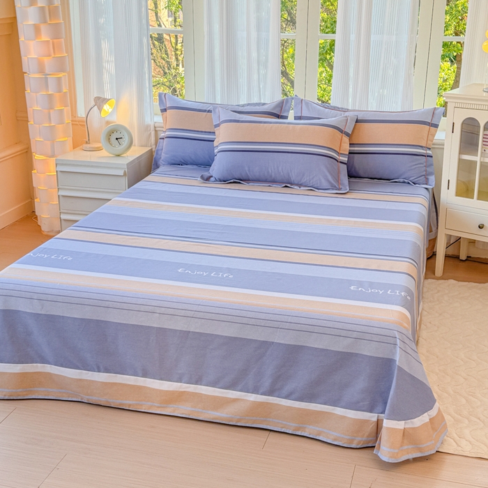 91家纺网 家纺一手货源 找家纺 铭浩 2025新款纯棉棉加厚磨毛升级喷气面料全棉四件套三件套威尼斯－蓝