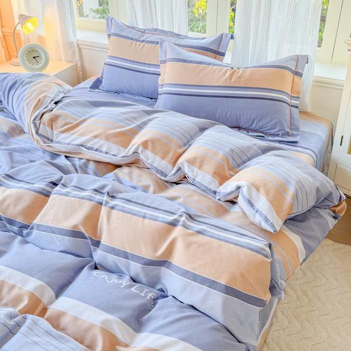 91家纺网 家纺一手货源 找家纺 铭浩 2025新款纯棉棉加厚磨毛升级喷气面料全棉四件套三件套威尼斯－蓝