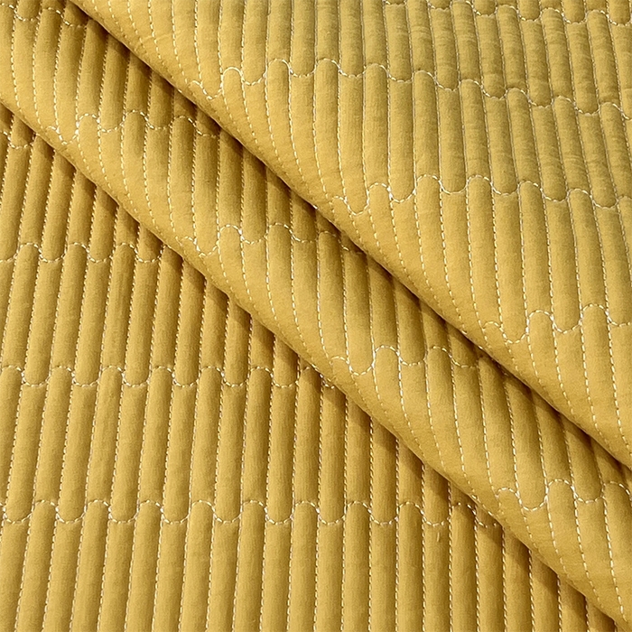 91家纺网 家纺一手货源 找家纺 拾小柒 2025新款全棉色织水洗棉夹棉隔脏污枕套 姜黄色