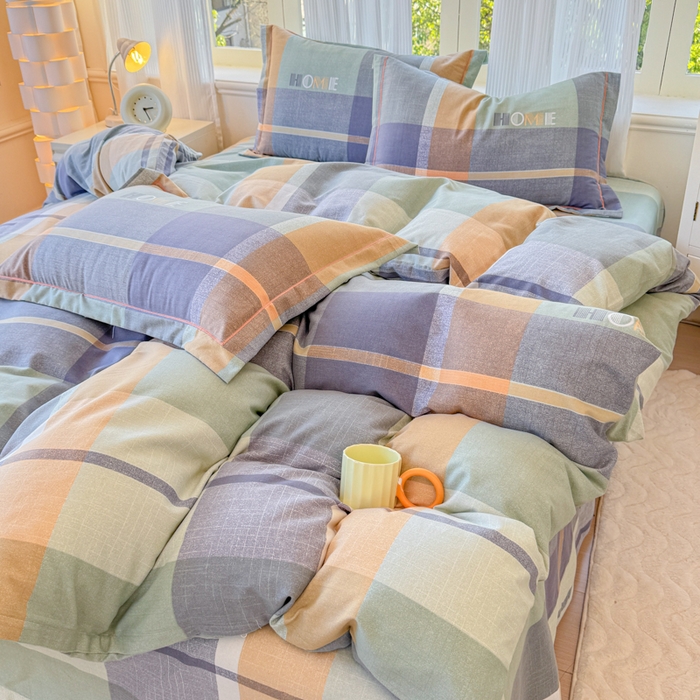 91家纺网 家纺一手货源 找家纺 铭浩 2025新款纯棉棉加厚磨毛升级喷气面料全棉四件套三件套心动