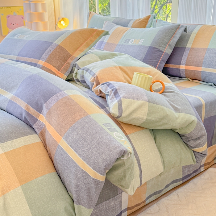 91家纺网 家纺一手货源 找家纺 铭浩 2025新款纯棉棉加厚磨毛升级喷气面料全棉四件套三件套心动