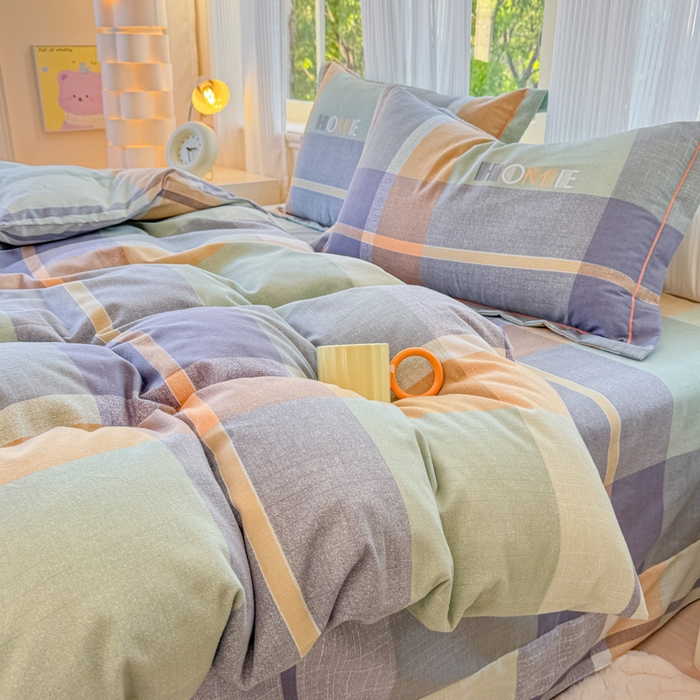 91家纺网 家纺一手货源 找家纺 铭浩 2025新款纯棉棉加厚磨毛升级喷气面料全棉四件套三件套心动