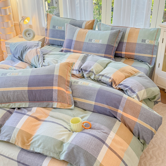 91家纺网 家纺一手货源 找家纺 铭浩 2025新款纯棉棉加厚磨毛升级喷气面料全棉四件套三件套心动