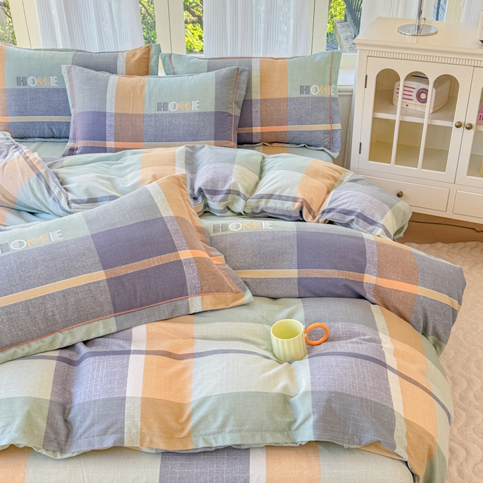 91家纺网 家纺一手货源 找家纺 铭浩 2025新款纯棉棉加厚磨毛升级喷气面料全棉四件套三件套心动