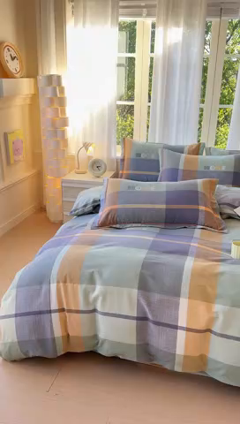 91家纺网 家纺一手货源 找家纺 铭浩 2025新款纯棉棉加厚磨毛升级喷气面料全棉四件套三件套心动