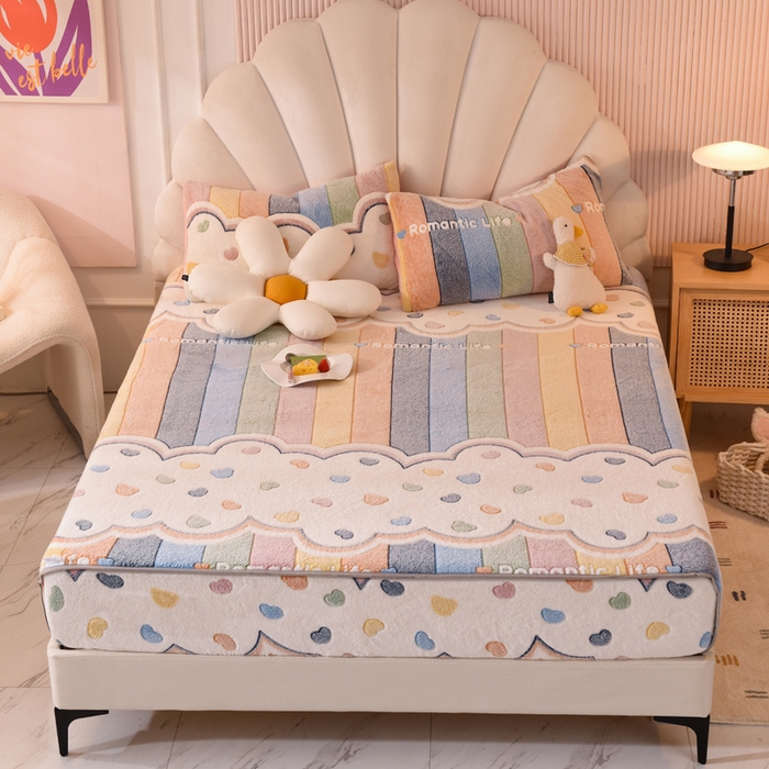 91家纺网 家纺一手货源 找家纺 （总）慕梵家居2025新款雪花绒床笠牛奶绒床罩外贸可定尺寸