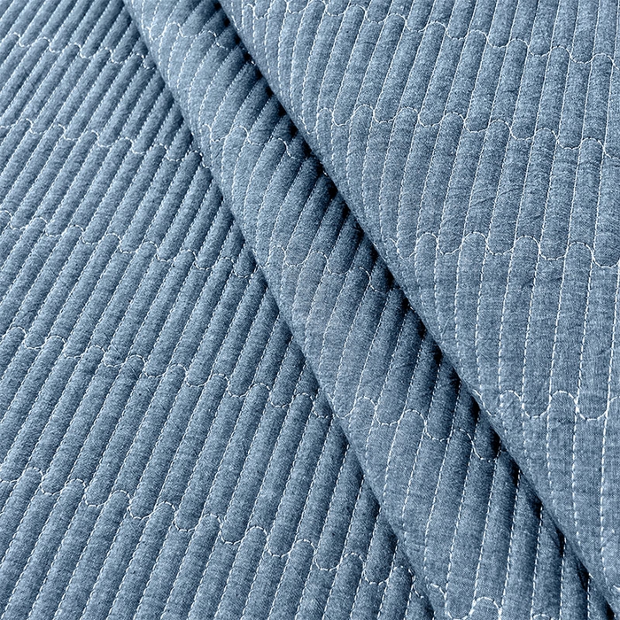 91家纺网 家纺一手货源 找家纺 拾小柒 2025新款全棉色织水洗棉夹棉隔脏污枕套 牛仔蓝