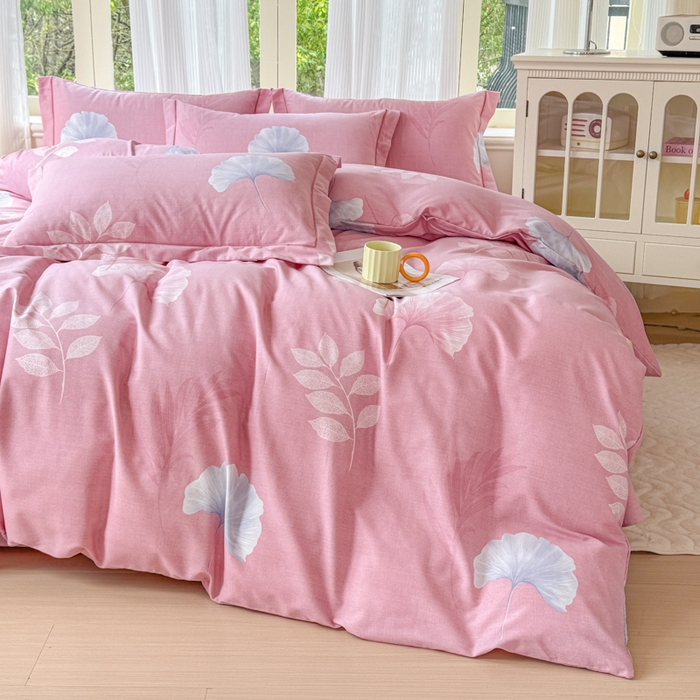 91家纺网 家纺一手货源 找家纺 铭浩 2025新款纯棉棉加厚磨毛升级喷气面料全棉四件套三件套研秋－粉