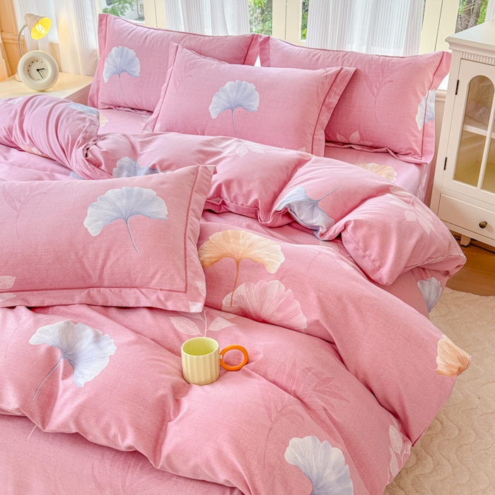 91家纺网 家纺一手货源 找家纺 铭浩 2025新款纯棉棉加厚磨毛升级喷气面料全棉四件套三件套研秋－粉