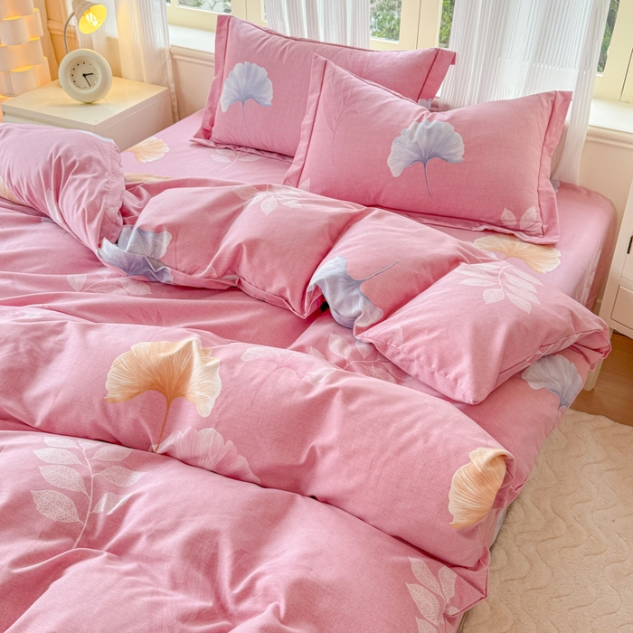 91家纺网 家纺一手货源 找家纺 铭浩 2025新款纯棉棉加厚磨毛升级喷气面料全棉四件套三件套研秋－粉