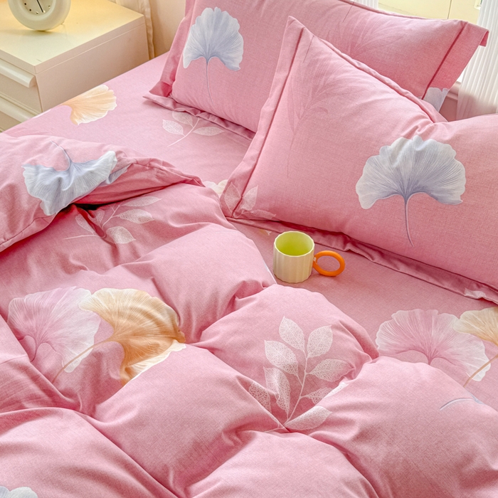 91家纺网 家纺一手货源 找家纺 铭浩 2025新款纯棉棉加厚磨毛升级喷气面料全棉四件套三件套研秋－粉