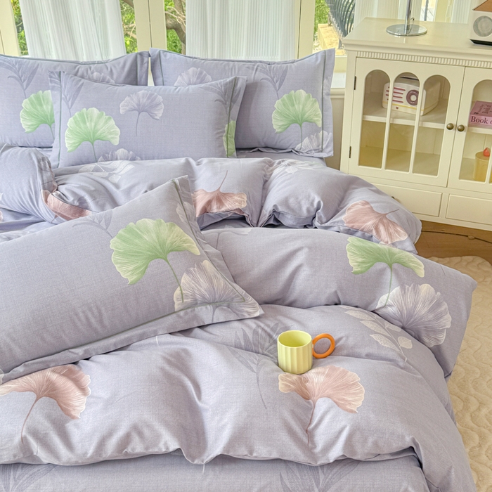 91家纺网 家纺一手货源 找家纺 铭浩 2025新款纯棉棉加厚磨毛升级喷气面料全棉四件套三件套研秋－灰