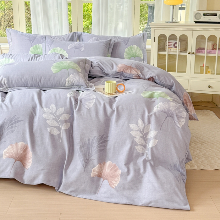 91家纺网 家纺一手货源 找家纺 铭浩 2025新款纯棉棉加厚磨毛升级喷气面料全棉四件套三件套研秋－灰