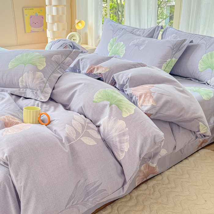 91家纺网 家纺一手货源 找家纺 铭浩 2025新款纯棉棉加厚磨毛升级喷气面料全棉四件套三件套研秋－灰