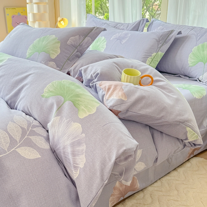 91家纺网 家纺一手货源 找家纺 铭浩 2025新款纯棉棉加厚磨毛升级喷气面料全棉四件套三件套研秋－灰