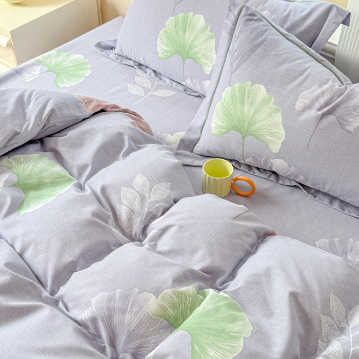 91家纺网 家纺一手货源 找家纺 铭浩 2025新款纯棉棉加厚磨毛升级喷气面料全棉四件套三件套研秋－灰