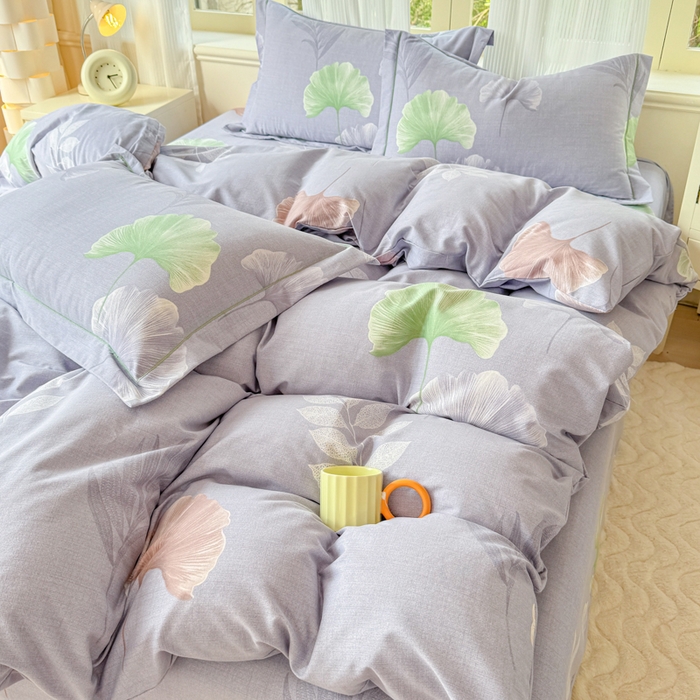 91家纺网 家纺一手货源 找家纺 铭浩 2025新款纯棉棉加厚磨毛升级喷气面料全棉四件套三件套研秋－灰