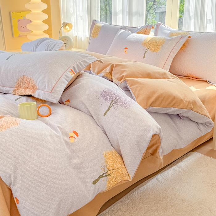 91家纺网 家纺一手货源 找家纺 铭浩 2025新款纯棉棉加厚磨毛升级喷气面料全棉四件套三件套意韵东方