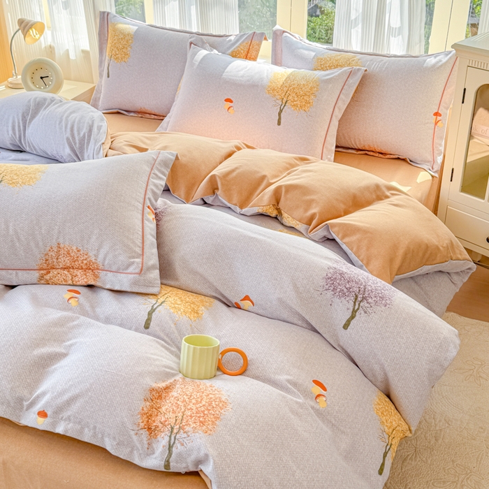 91家纺网 家纺一手货源 找家纺 铭浩 2025新款纯棉棉加厚磨毛升级喷气面料全棉四件套三件套意韵东方