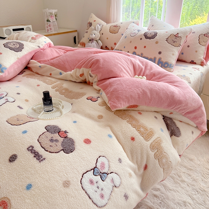 91家纺网 家纺一手货源 找家纺 （总）慕梵家居2025新款雪花绒床笠牛奶绒床罩外贸可定尺寸