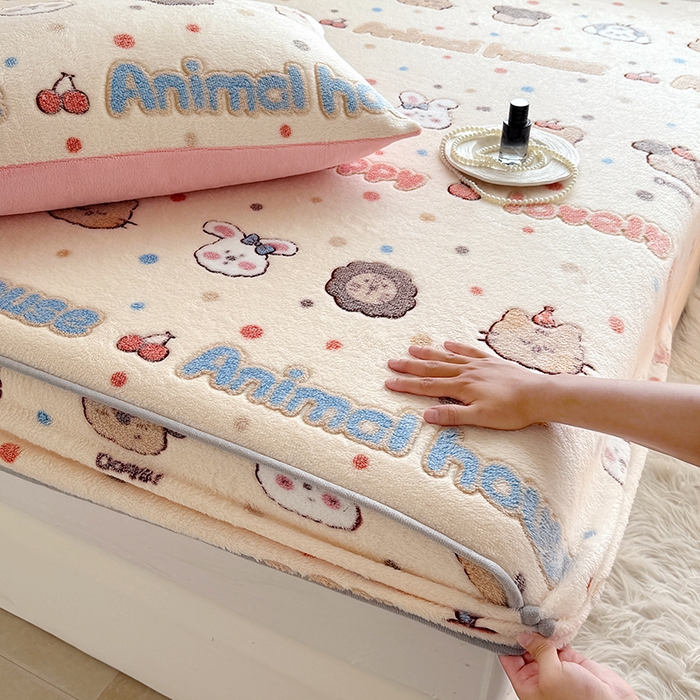 91家纺网 家纺一手货源 找家纺 （总）慕梵家居2025新款雪花绒床笠牛奶绒床罩外贸可定尺寸