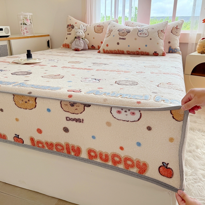 91家纺网 家纺一手货源 找家纺 （总）慕梵家居2025新款雪花绒床笠牛奶绒床罩外贸可定尺寸