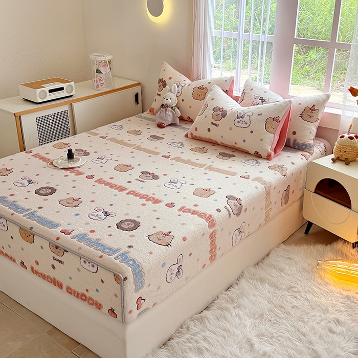 91家纺网 家纺一手货源 找家纺 （总）慕梵家居2025新款雪花绒床笠牛奶绒床罩外贸可定尺寸