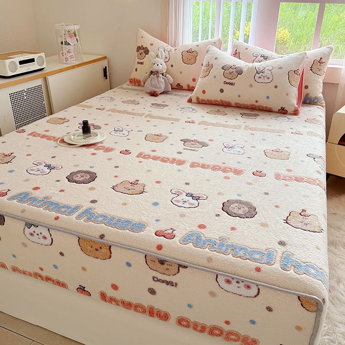 91家纺网 家纺一手货源 找家纺 （总）慕梵家居2025新款雪花绒床笠牛奶绒床罩外贸可定尺寸