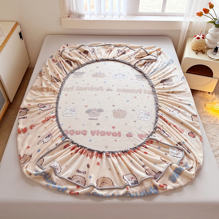 91家纺网 家纺一手货源 找家纺 （总）慕梵家居2025新款雪花绒床笠牛奶绒床罩外贸可定尺寸