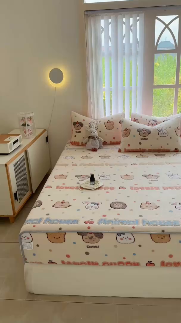 91家纺网 家纺一手货源 找家纺 （总）慕梵家居2025新款雪花绒床笠牛奶绒床罩外贸可定尺寸