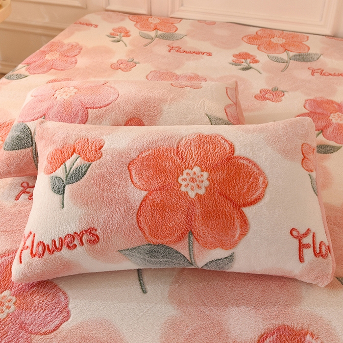 91家纺网 家纺一手货源 找家纺 慕梵家居2025新款雪花绒床笠 繁花似锦