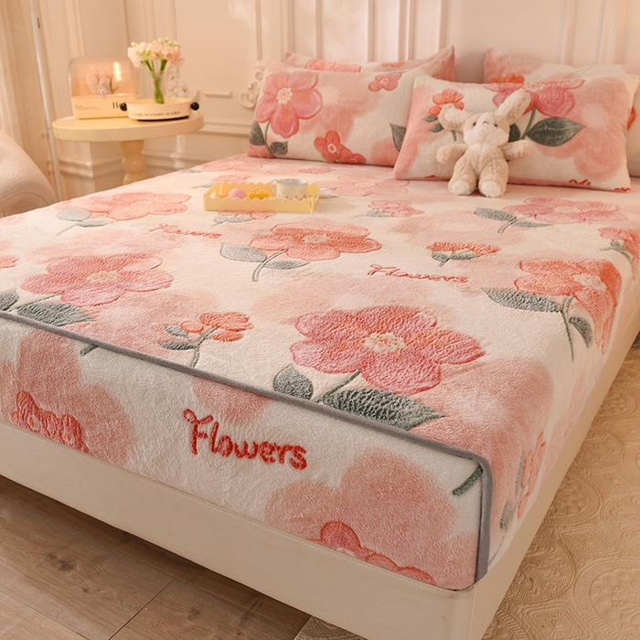 91家纺网 家纺一手货源 找家纺 慕梵家居2025新款雪花绒床笠 繁花似锦