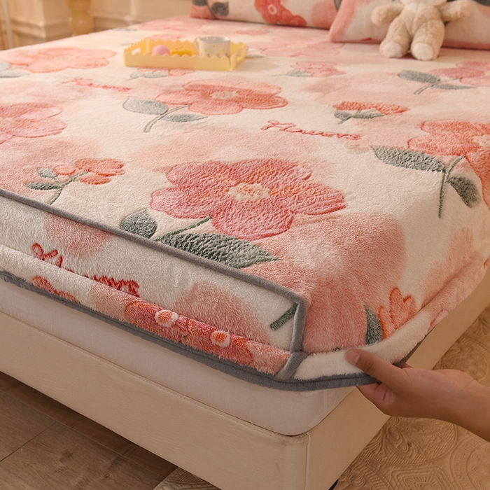 91家纺网 家纺一手货源 找家纺 慕梵家居2025新款雪花绒床笠 繁花似锦