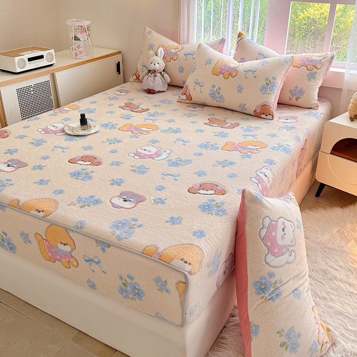 91家纺网 家纺一手货源 找家纺 慕梵家居2025新款雪花绒床笠 美好时光